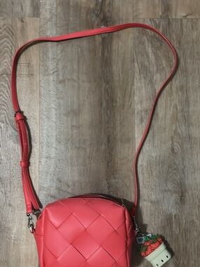 Bath & Body Works Bag Charm with Red Woven Crossbody Bag